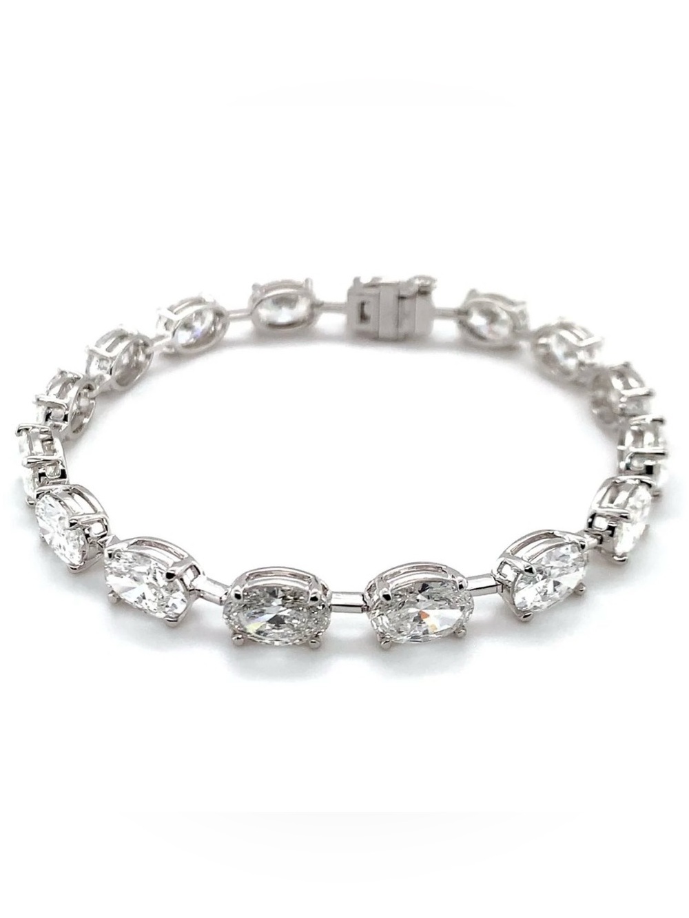 NEW! Classic Clear Stone 14K White Gold Plated over Brass Tennis Bracelet